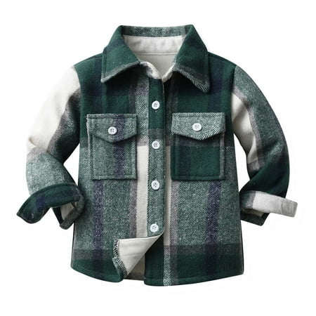 

Winter Savings Clearance! Dezsed Spring Fall Jacket For Kids Boys Toddler Flannel Plaid Shirt Jacket Long Sleeve Lapel Button Down Jackets Girls Coats Casual Holiday Children Outwear 3M-10Y