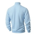 thumbnail image 3 of ZQUUVOU Men's Turtle Neck Jacquard Sweater Long Sleeve Cabled Knit Warm Casual Tops Winter Fashion Pullover Light Blue, 3 of 7