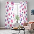 thumbnail image 4 of Purple Pink Spring Floral Kitchen Curtains Window Panels, Summer Botanical Flower Insulated Window Treatment Curtain, Grommet Curtains for Bedroom/Living Room/Bathroom, 2 Piece 42"Wx84"L, 4 of 8