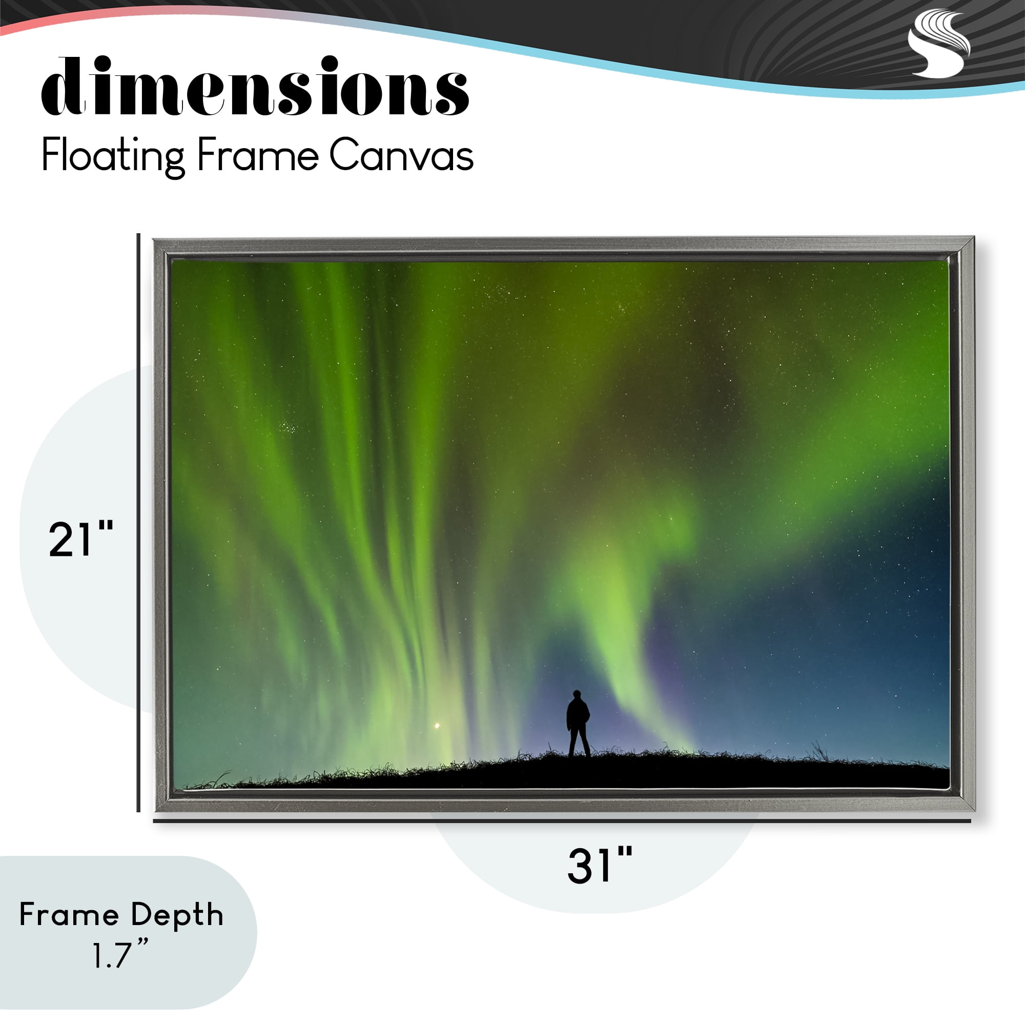 Stupell Industries Envelop Northern Lights Silhouette Gray Framed Floater Canvas Wall Art, design by Shelley Carlisle