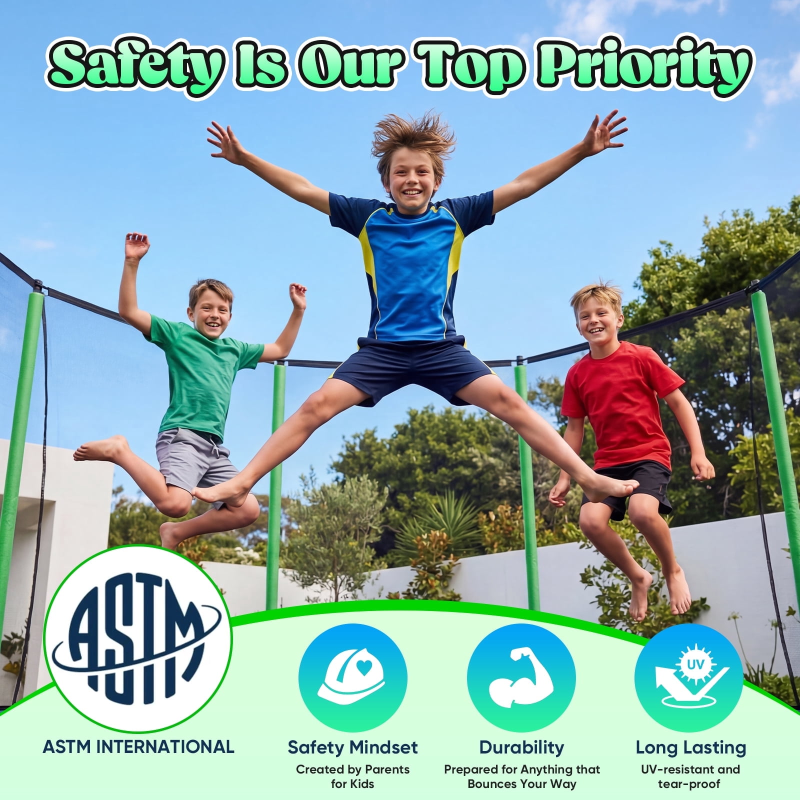 Outdoor Trampoline,Fashionsport Outfitters 14FT Trampoline, Recreational Backyard Trampolines Anti-Rust for Kids and Adults with Net and Ladder