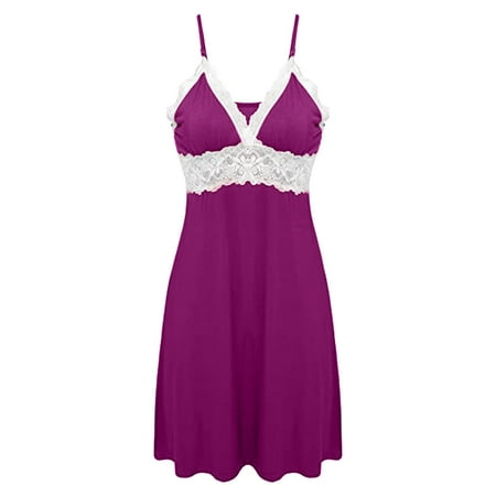 

WOXINDA Womens Sleepwear Chemise Nightgown Full Slip Lace Lounge Sleeveless Dress Pajama T Shirts for Women