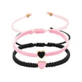 thumbnail image 5 of Ziurtnc 2Pcs/Set Couple Braided Bracelets Heart Decor Unisex Bracelet Adjustable Length Him Her Good Luck Bracelet Valentine Day Gift, 5 of 8