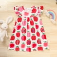 thumbnail image 3 of ZEHJUHAN Baby Girl Apple All-Over Print Round Neck Back to School Dress Flutter Sleeve A-Line Soft Dress Red，18-24M, 3 of 7