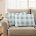 thumbnail image 3 of Outdoor Waterproof Pillow Covers Green White Checkered Decorative Throw Pillow Protectors,Pillowcase Cushion Cases for Patio Sofa Garden Couch,20x12in,Pack of 2, 3 of 14
