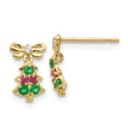 thumbnail image 1 of 14k Yellow Gold Cubic Zirconia Cz Childrens Christmas Tree Drop Dangle Earrings Holiday, 1 of 7