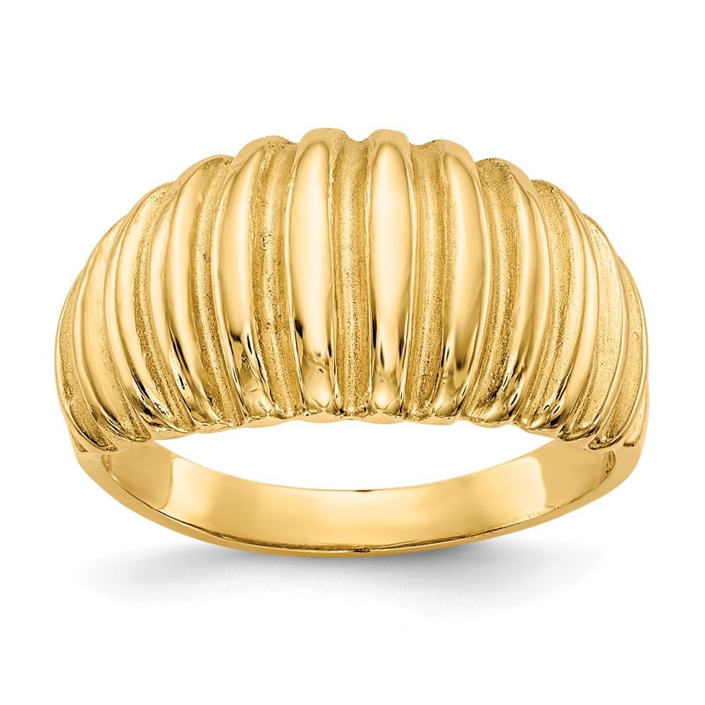Jewelry 14k Yellow Gold High Polished Ribbed Dome Ring 4.5 Grams