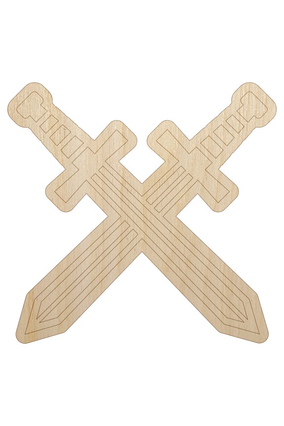 Crossed Swords Battle Icon Wood Shape Unfinished Piece Cutout Craft DIY Projects - 4.70 Inch Size - 1/8 Inch Thick