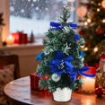 thumbnail image 1 of Mini Árbol de Navidad Artificial de 30 Cm | Decoración Navideña Retráctil para Escritorio con Adornos Brillantes, Piñas y Lazos | Plateado, Dorado, Rojo y Azul | Adorno Festivo Listo para Usar para R, 1 of 6