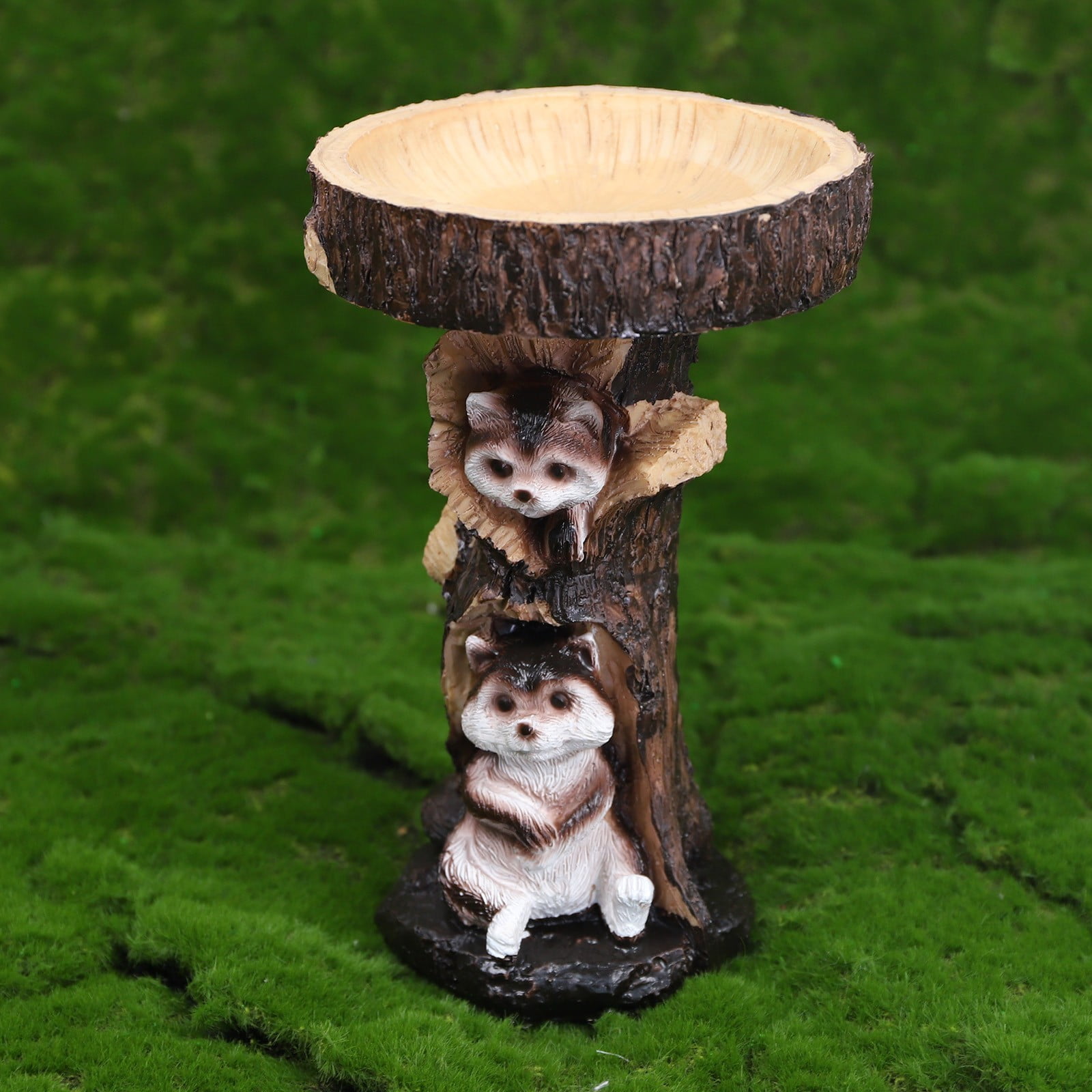 Barhoo Bird Bath Ornament Resin Raccoon Birdbath Polyresin Antique Garden Bird Bath for Home Garden Yard Resin Bird Bath Garden Ornament Clearance!