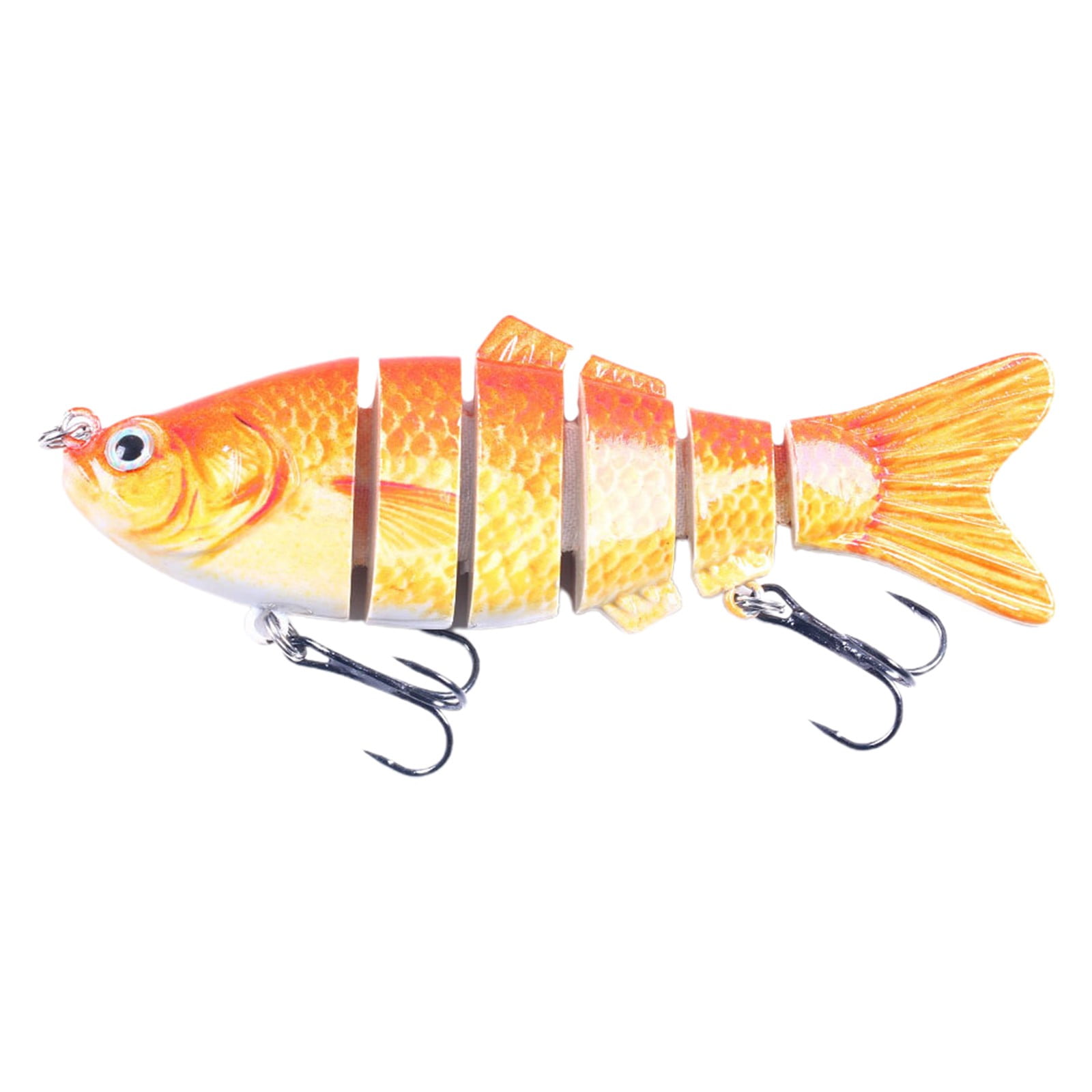 6-Segment Jointed Swimbait Fishing Lure - 3.9 Realistic Hard Bait with 3D Eyes Life-Like S-Shape Action Dual Treble Hooks for Bass Pike & Trout M