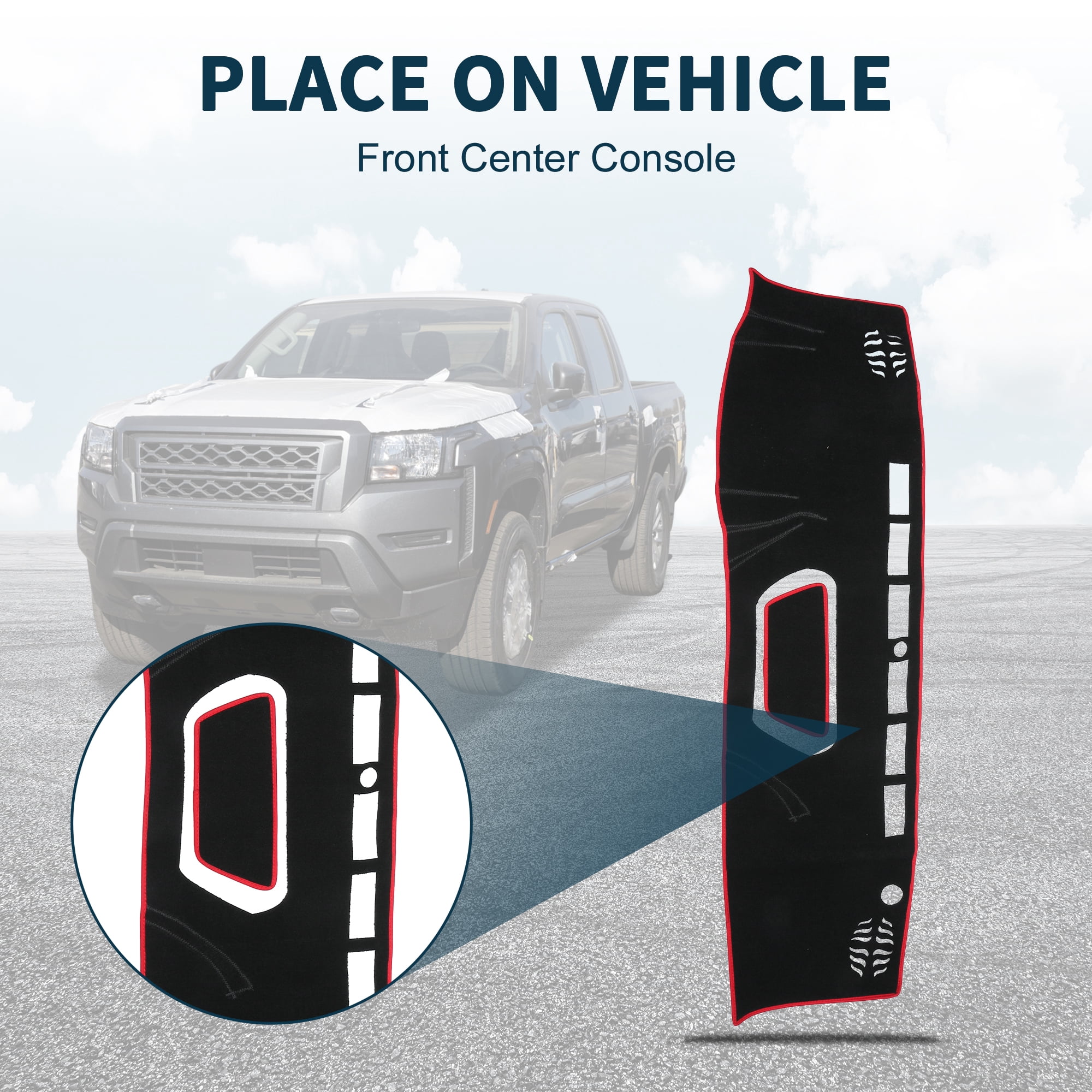 Unique Bargains Dash Cover for Nissan Frontier Non-Slip Console Mat Black Red 1 Pcs