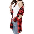 thumbnail image 5 of Women Colorblock Plaid Elbow Patch Long Sleeves Cardigan, 5 of 7