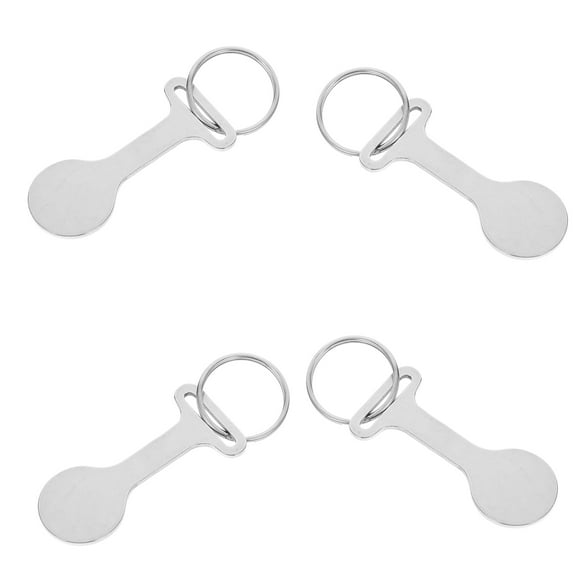 LEORX 4Pcs Plated Stainless Steel Shopping Trolley Quarter Keychains Coin Holder for Release