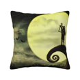 thumbnail image 1 of Funda de almohada de arpillera de lino decorativa de Pesadilla antes de Navidad, funda de cojín cuadrada para sofá o coche, sin relleno de almohada (16 x 16, 18 x 18, 20 x 20 pulgadas, negro), 1 of 5