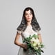 thumbnail image 4 of Bridal Wedding Lace Veil Embroidered Tulle Shawl Elegance Bride Headpiece (Black), 4 of 4