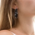 thumbnail image 5 of Jewelry Inside Out Small Hoop Earrings for Women Black Crystal Silver Plated, 5 of 7