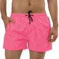 thumbnail image 1 of Pantalones cortos de natación con forro de malde color sólido con cintucon cordón pahombre Ro36, 1 of 6