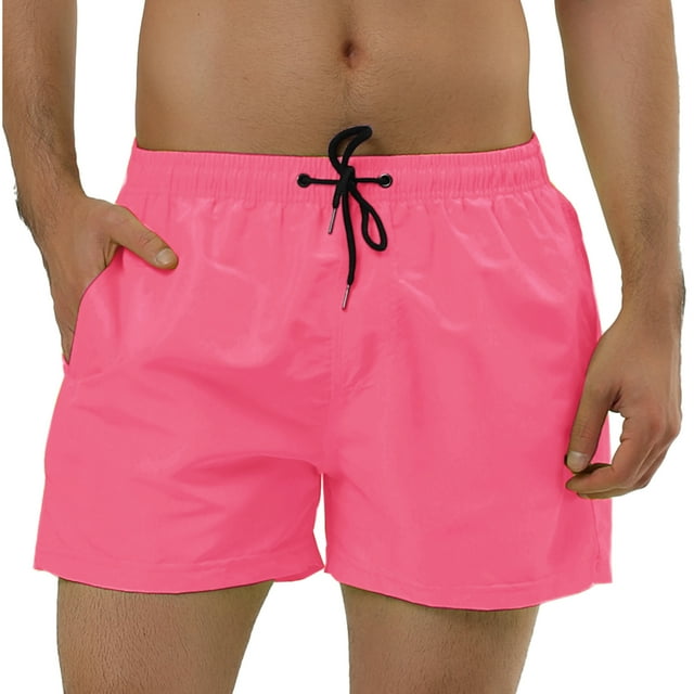 Pantalones cortos de natación con forro de malde color sólido con cintucon cordón pahombre Ro32