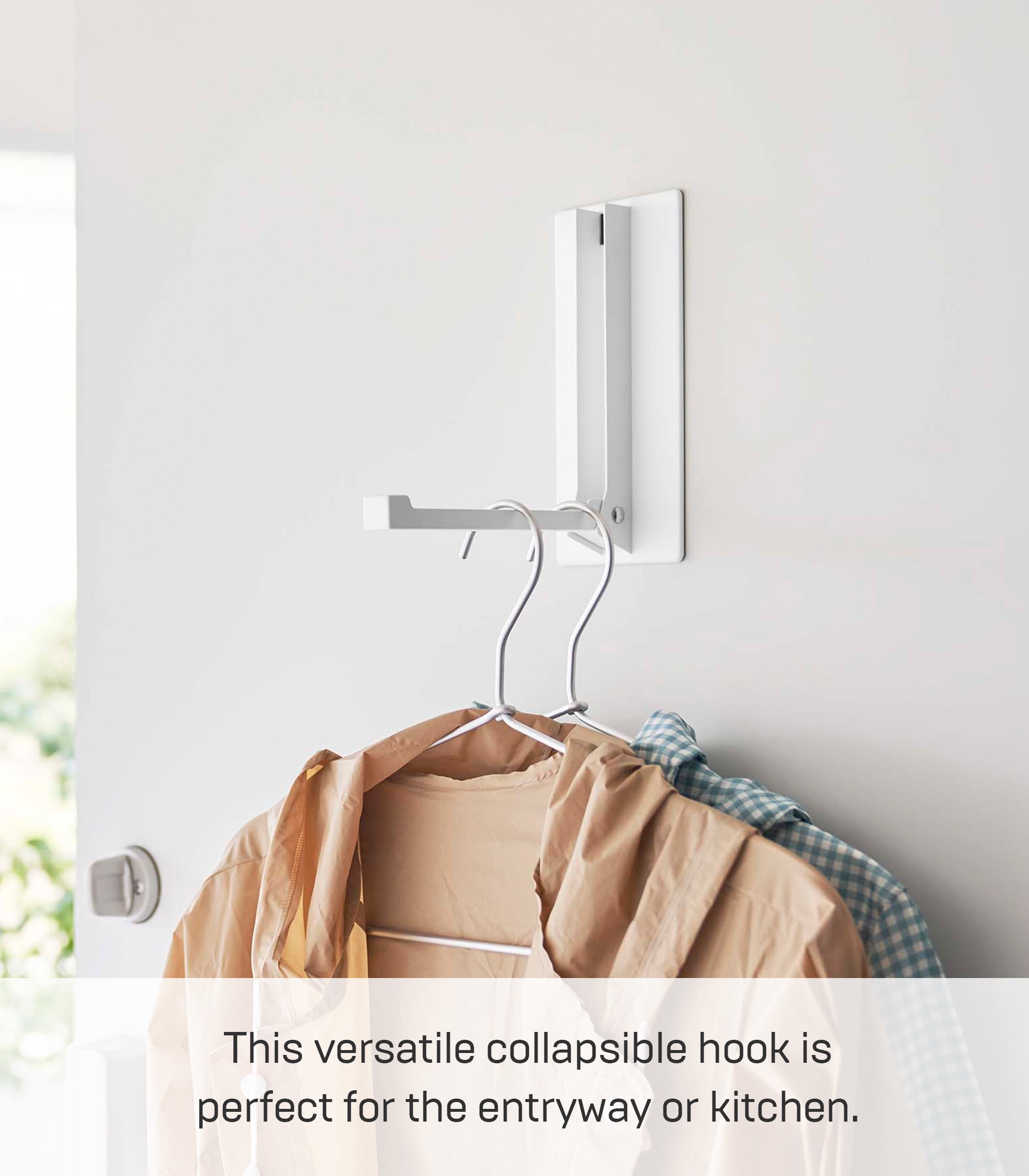 Yamazaki Home Magnetic Folding Hook, White, Steel, Supports 3.3 pounds, Magnetic, No Assembly