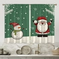 thumbnail image 1 of CUH Christmas Modern Topper Kitchen Curtains Semi Sheer Bedroom Decor Drapes Santa Tiers Cafe Short Panel Style-3 W:35"x H:47"*2 Panels, 1 of 6