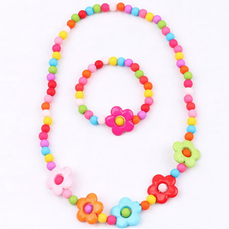 KABOER 2 Sets Toddler Costume Jewelry Princess Necklace Bracelet Kit Gift for Girls Dress Up