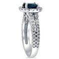 thumbnail image 2 of Pompeii 1 3/4Ct TW Diamond & Sapphire Halo Split Shank Engagement Ring 14k White Gold, 2 of 3