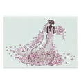 thumbnail image 1 of Wedding Cutting Board, Flowers Hearts Butterflies on Wedding Dress Bridal Gown Artowork Print, Decorative Tempered Glass Cutting and Serving Board, Large Size, Pale Pink Maroon White, by Ambesonne, 1 of 1