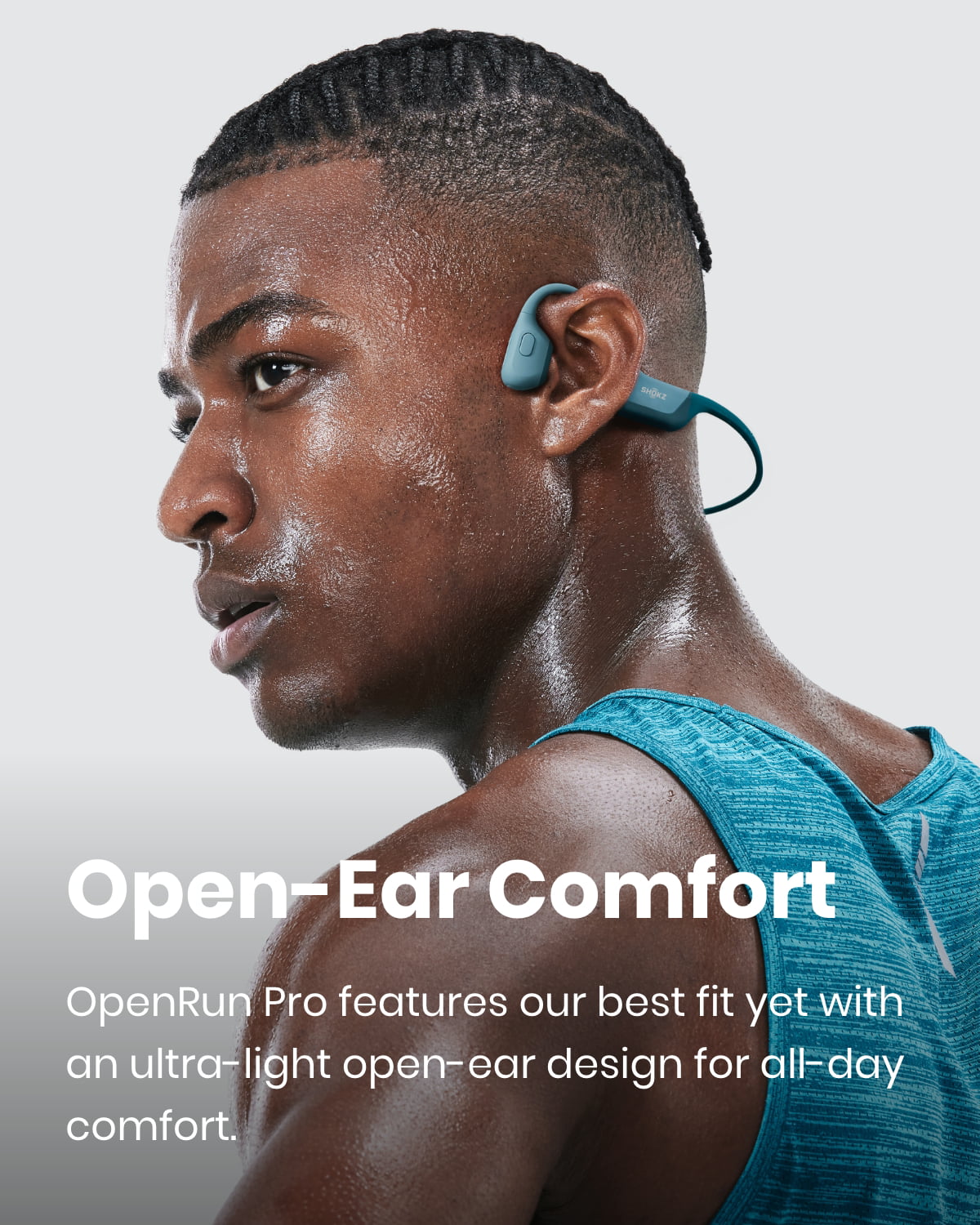 Shokz OpenRun Pro Premium Bone Conduction Open Ear Bluetooth Headphones for  Sports with Cooling Wristband (Blue)