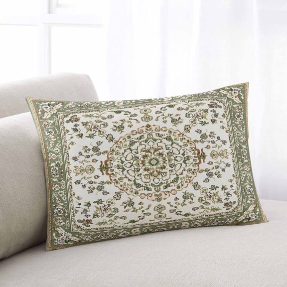 Sage Green Throw Pillow Cover, Pillowcase Protectors with Zipper, Breathable Decorative Lumbar Pillow Case Cover, Southwest Tribal Antique Boho-Chic Heritage Pillow Shams for Couch Sofa 16x24Inch