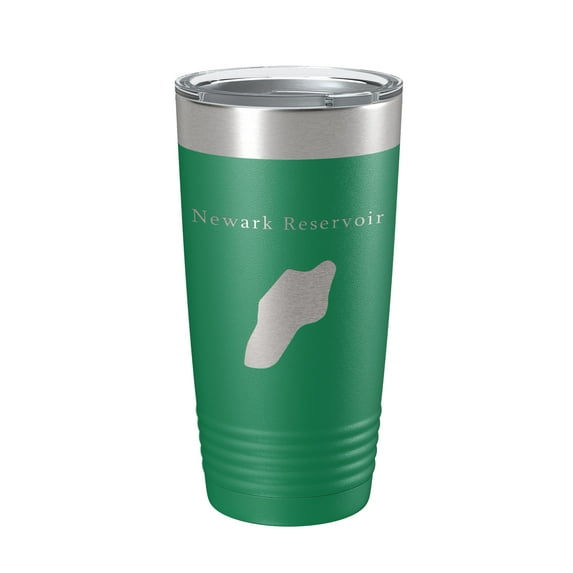 Newark Reservoir Tumbler Lake Map Travel Mug Insulated Laser Engraved Coffee Cup Delaware 20 oz Green