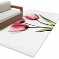 thumbnail image 2 of Pink Tulips Area Rug 3x5 FT, Non Slip Entryway Bedside Carpet, Green Leaf Country Flower White Botanical Washable Soft Floor Carpet Indoor Mat Non-Shedding Throw Rugs for Dorm Kitchen Home Office, 2 of 8