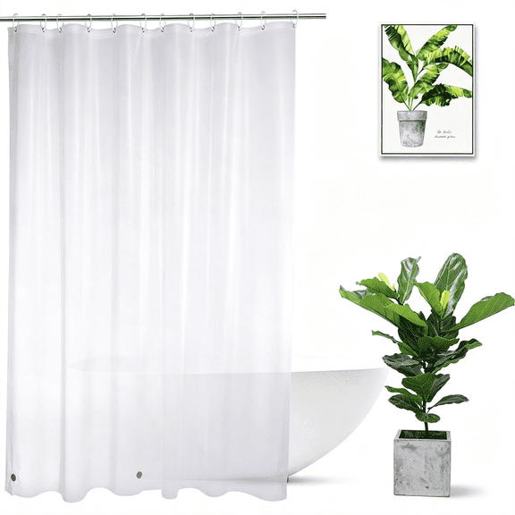 AUQ Frosted Shower Curtain Liner 76 Inches Long, Translucent Extra Long Shower Liner with 3 Strong Weighted Magnets, Heavy Duty Frosted Shower Curtain Liner