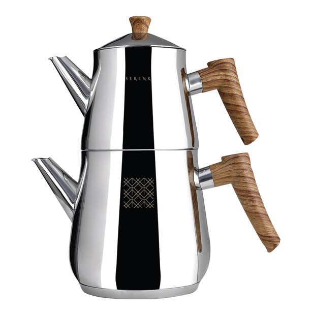 Serenk Traditional Turkish Teapot Set , Stainless Steel Double Tea Pots