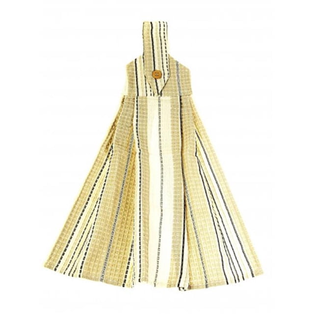 Mr. MJs Trading AG-36270 Hanging & Tie Button Towel, Coco Stripe
