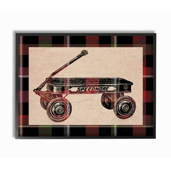 Stupell Radio Flyer Plaid Framed Giclee Texturized Art 11 x 14