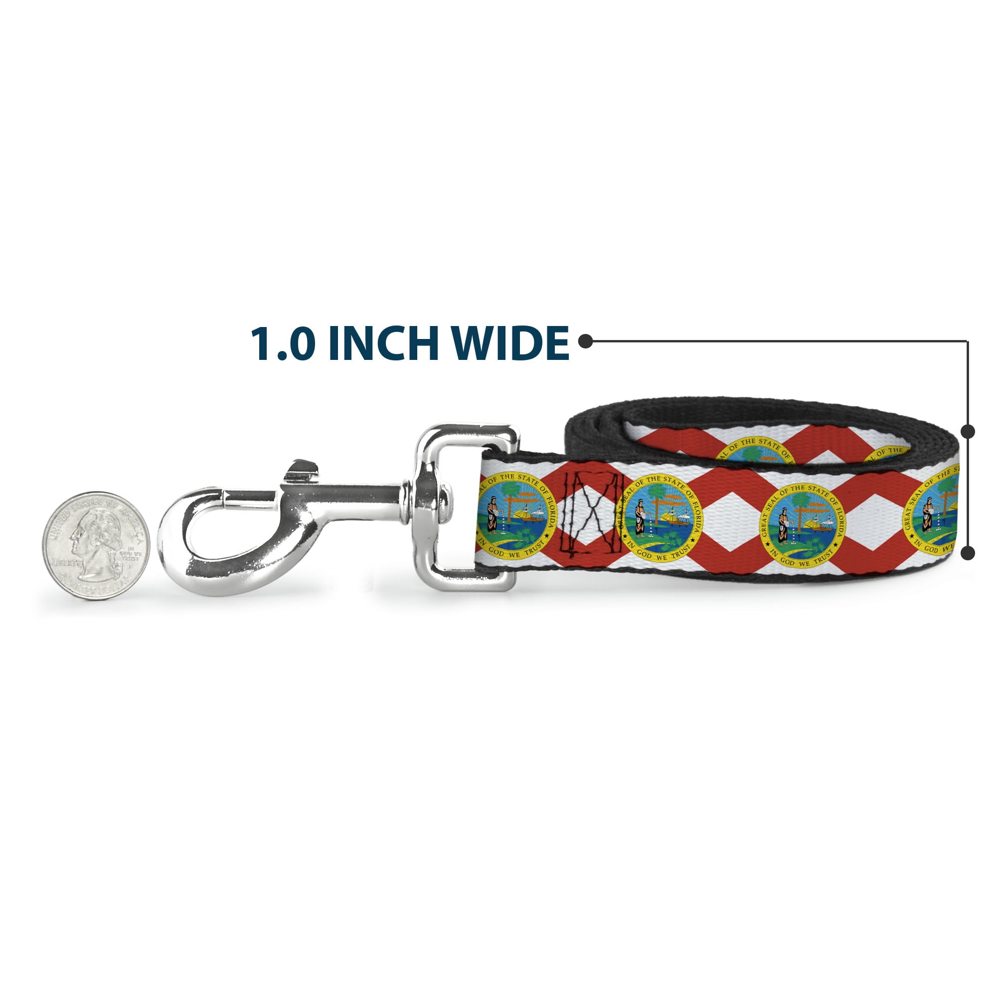 Buckle-Down Pet Leash, Dog Leash, Florida Flag Continuous, 6 Feet Long 1.0 Inch Wide