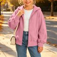 thumbnail image 6 of Atogsazn Childrens Girls Full Zip Hoodies Kids Casual Oversized Long Sleeve Hooded Sweatshirt Fall Winter Tops Clothes Pink 15-16 Years Fashion, 6 of 9