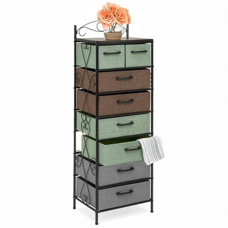 Best Choice Products 8-Drawer Storage Organization Tower Cabinet for Bedroom, Living Room w/ Metal Frame, Polyester Drawers, (Best Bedroom Colours 2019)