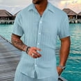 thumbnail image 2 of Novelty Shirts for Men Lapel Button Down Solid Color Beach T-Shirt Hop Pattern Holiday Floral Short Sleeve Shirt Button Down Dressy Casual Tops, 2 of 5