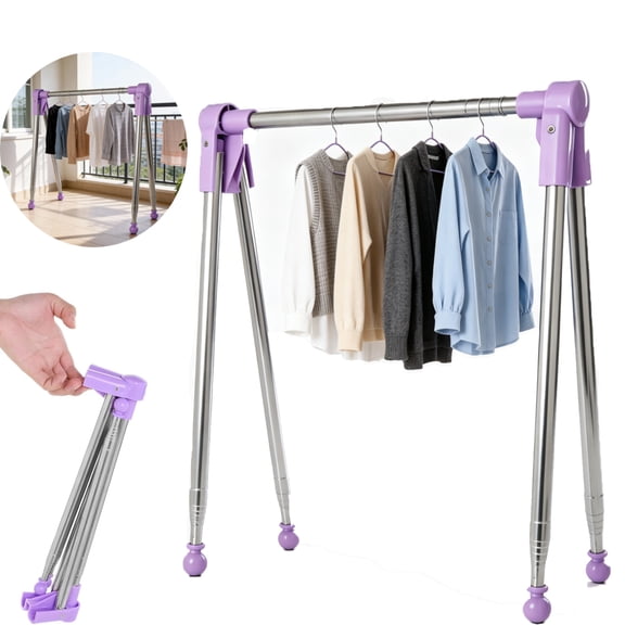 Portable Clothes Drying Rack, Collapsible Laundry Drying Rack for Travel Camping, Adjustable Foldable Garment Rack for Dorm RV Hotel, 8.8lbs Capacity