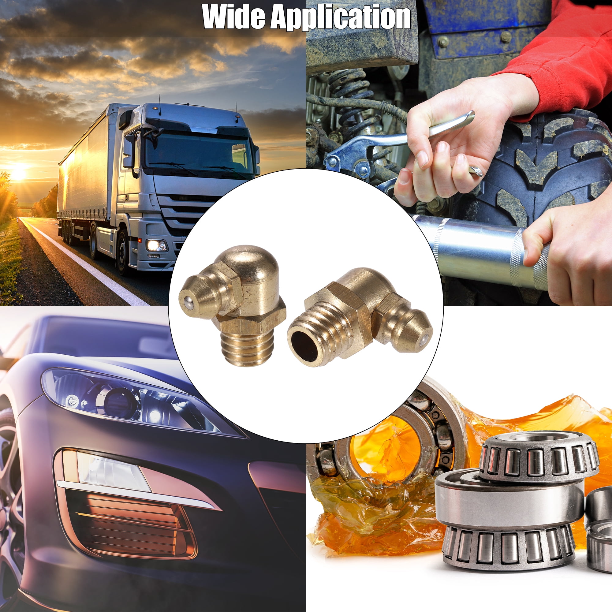 50 Pcs M8x1.25 Grease Nipple Fitting 90 Degree Right Angle Brass Grease Zerk Fitting Adapter for Car