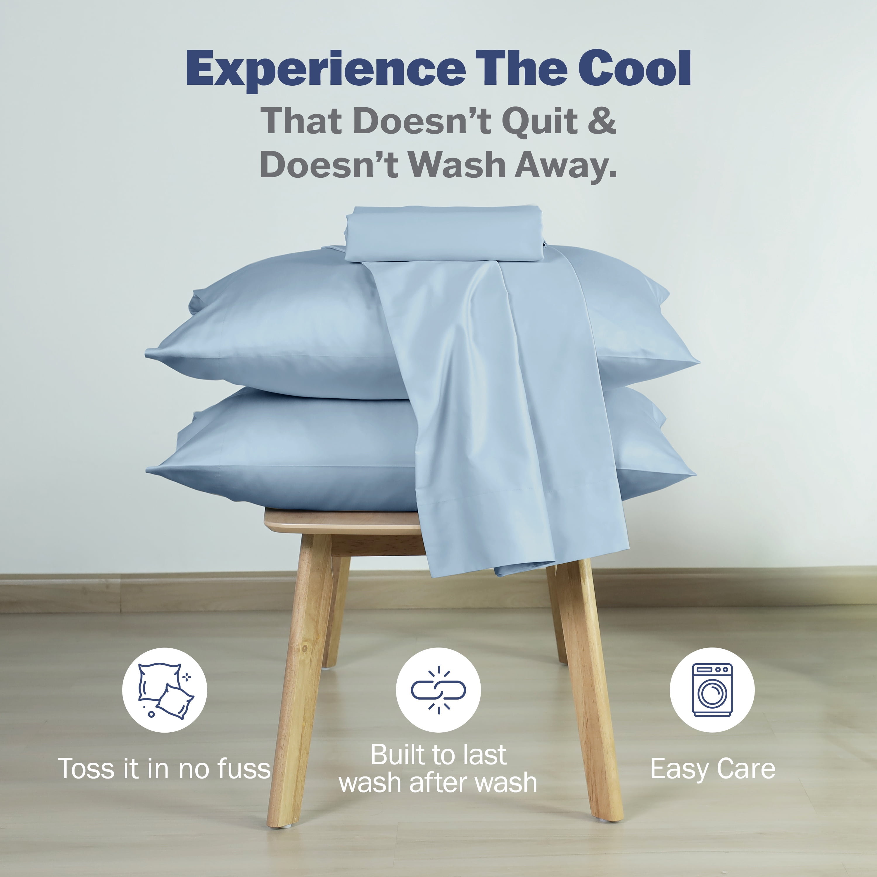 Martex brrr° King Cooling Sheet Set | 300TC Cotton Blend Triple Chill | Blue