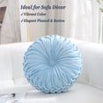 thumbnail image 3 of Velvet 15-Inch Round Decorative Pillow for Couch Decor (Sky Blue), 3 of 7