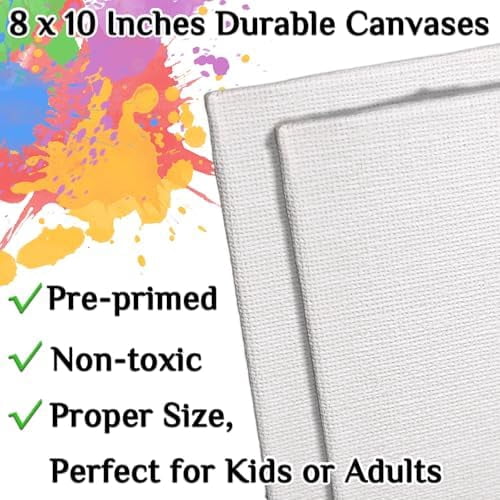 10 Pack 8 x 10In Canvas Boards and Easel Set Sip and Paint Kit for Adults Teens with Acrylic Paint 50 Brushes Art Painting Drawing Party Supplies$$Art & Craft