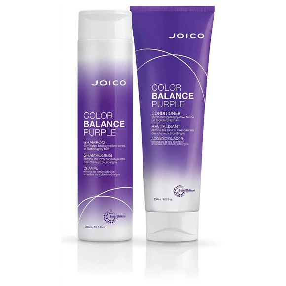 Joico Color Balance Purple Shampoo & Conditioner Set, Eliminate Brassy and Yellow tones, for Cool Blonde or Grey Hair 8. 5 Fl Oz/10.1 Fl Oz