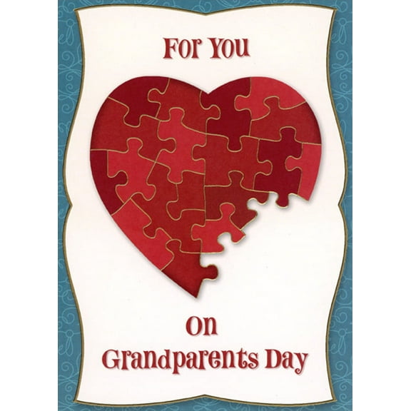 Designer Greetings Unfinished Red Heart Jigsaw Puzzle Grandparent's Day Card