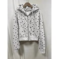 thumbnail image 3 of Womens Light Grey Polka Dot Zip-Up Hoodie, Long Sleeve Casual Sweatshirt, 3 of 4