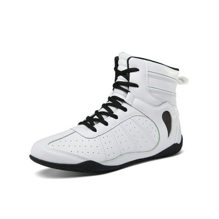 

Ritualay Unisex Adult Nonslip Wrestling Shoes Lace Up Kick-boxing Sports Flat Boxing Shoe White 8