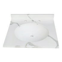 Kingston Brass Norbiton 25-Inch Solid Surface Vanity Top with 8 Inch Faucet Drillings in Calacatta Marble Glossy White